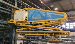 Console crane metal processing Console crane with pick-up device for metal rods