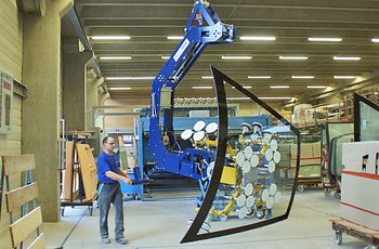Equipo de elevación por vacío para vidrio curvado