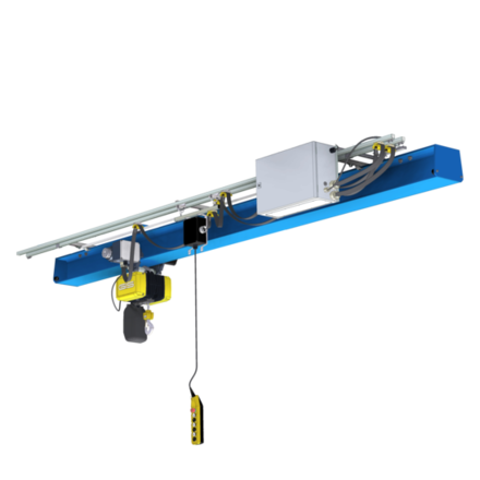 crane system for connecting work stations in internal goods logistics